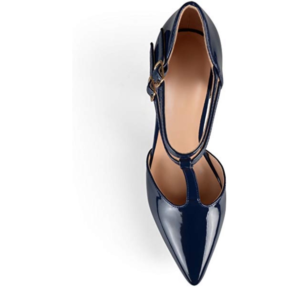 NIB Decibel Patent Navy Blue T-Strap Stiletto Pump - Picture 5 of 5
